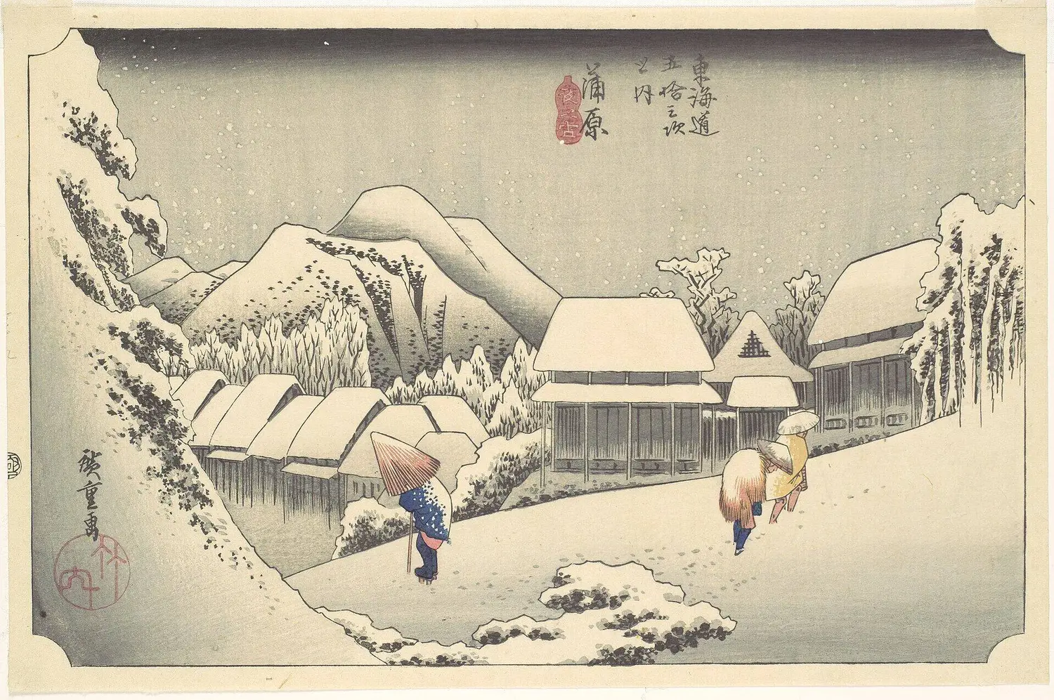 Evening Snow at Kanbara, Utagawa Hiroshige, c. 1833/34